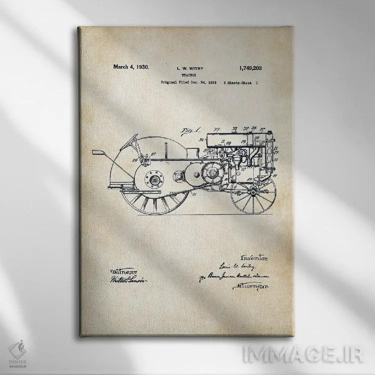 تابلو دکوراتیو تراکتور جان دیر اثر پتنت ۷۷ - نمای روبهرو روی دیوار