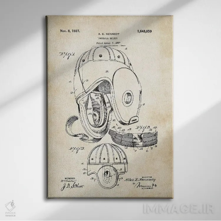 تابلو دکوراتیو کلاه فوتبال چرمی اثر پتنت ۷۷ - نمای روبهرو روی دیوار