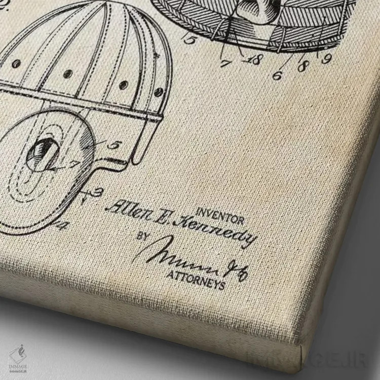 تابلو دکوراتیو کلاه فوتبال چرمی اثر پتنت ۷۷ - نمای نزدیک بافت بوم