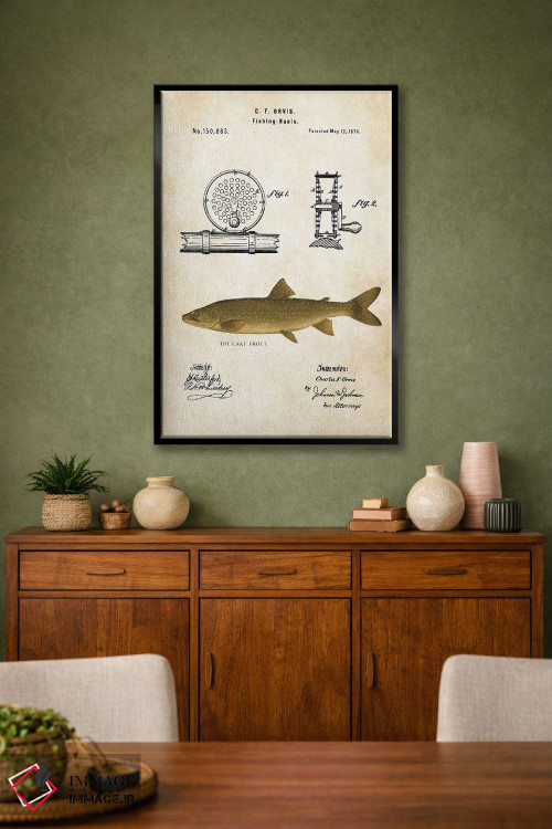 تابلو دکوراتیو طعمه ماهیگیری قزل آلای دریاچه اثر پتنت ۷۷ - D2B