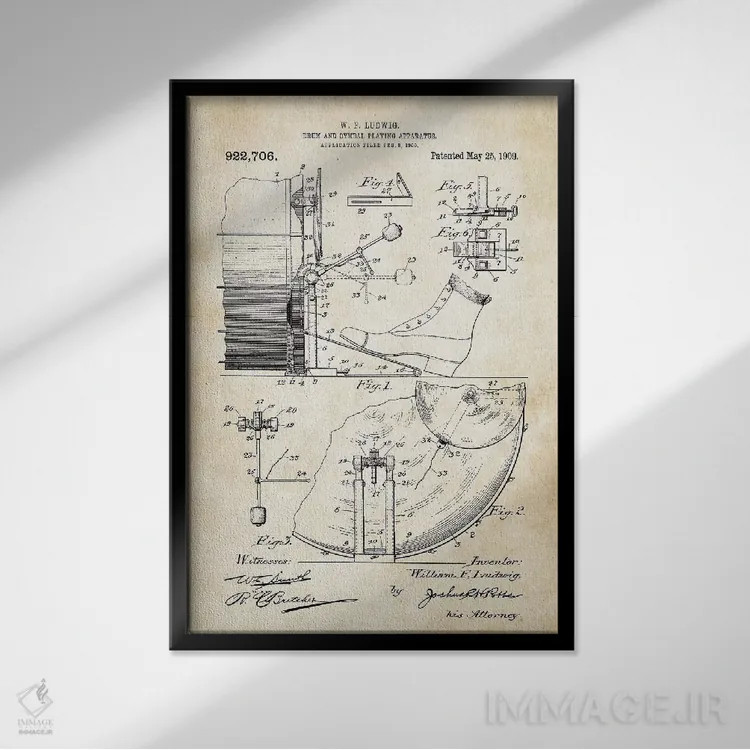 تابلو دکوراتیو درام و سنج لودویگ اثر پتنت ۷۷ - نمای قابدار مشکی