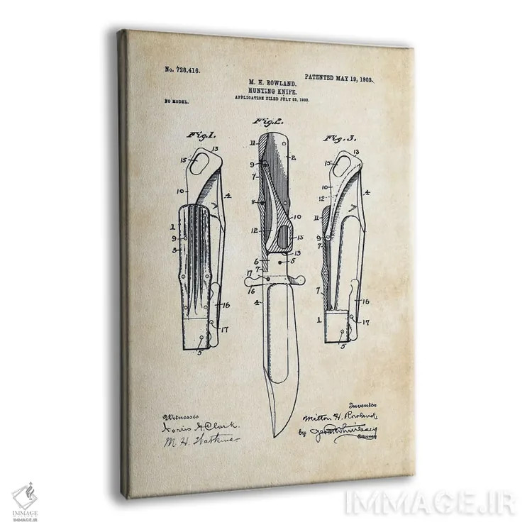 تابلو دکوراتیو چاقوی تاشوی ایمنی ماربل اثر پتنت ۷۷ - نمای پرسپکتیو محصول