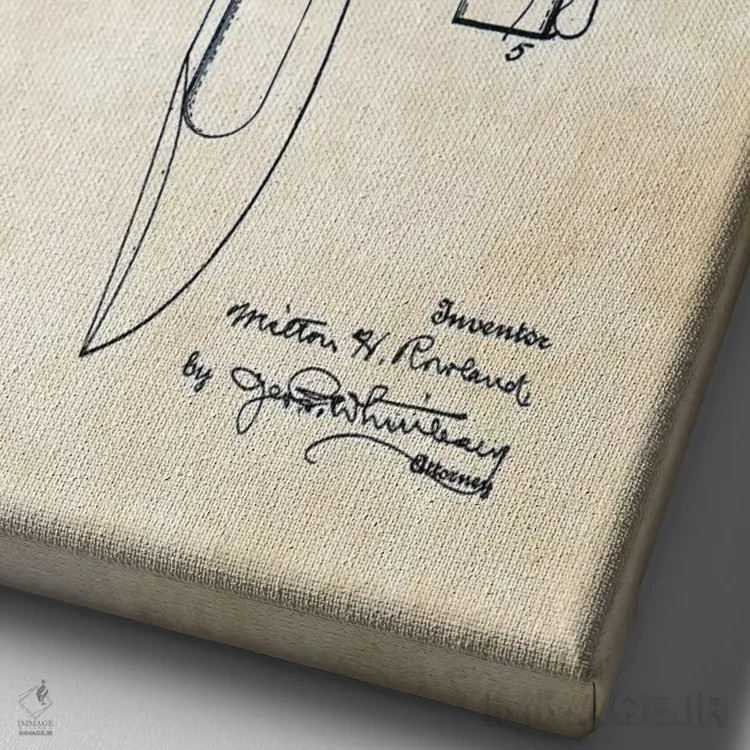 تابلو دکوراتیو چاقوی تاشوی ایمنی ماربل اثر پتنت ۷۷ - نمای نزدیک بافت بوم