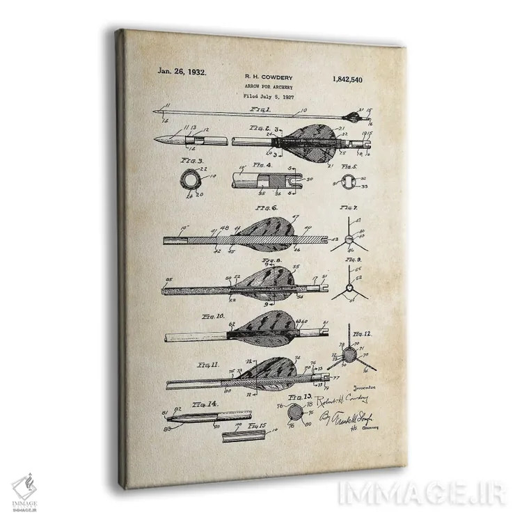 تابلو دکوراتیو تیر کمان اثر پتنت ۷۷ - نمای پرسپکتیو محصول