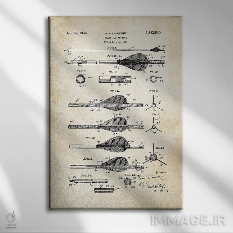 تابلو دکوراتیو تیر کمان اثر پتنت ۷۷ - نمای روبهرو روی دیوار