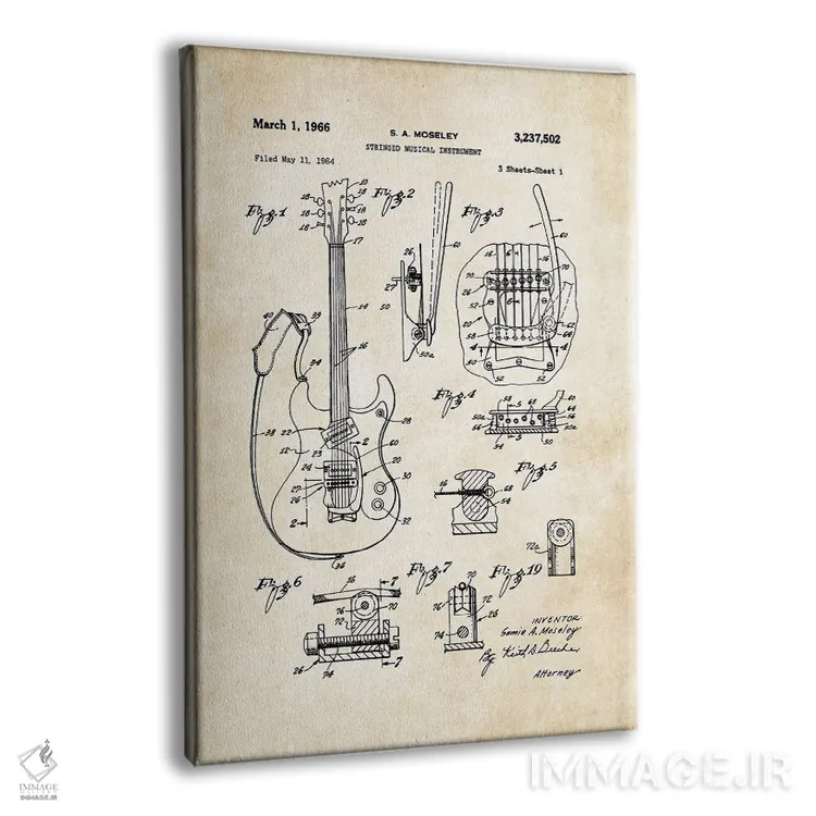 تابلو دکوراتیو گیتار مسرایت مارک ۱ اثر پتنت ۷۷ - نمای پرسپکتیو محصول