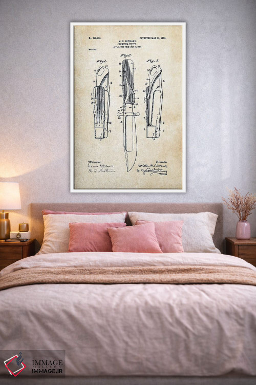 تابلو دکوراتیو چاقوی تاشوی ایمنی ماربل اثر پتنت ۷۷ - D1W