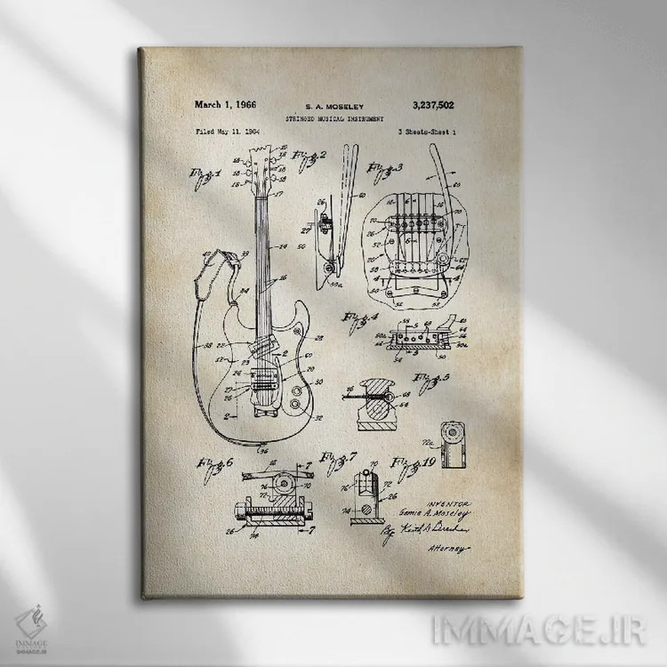 تابلو دکوراتیو گیتار مسرایت مارک ۱ اثر پتنت ۷۷ - نمای روبهرو روی دیوار