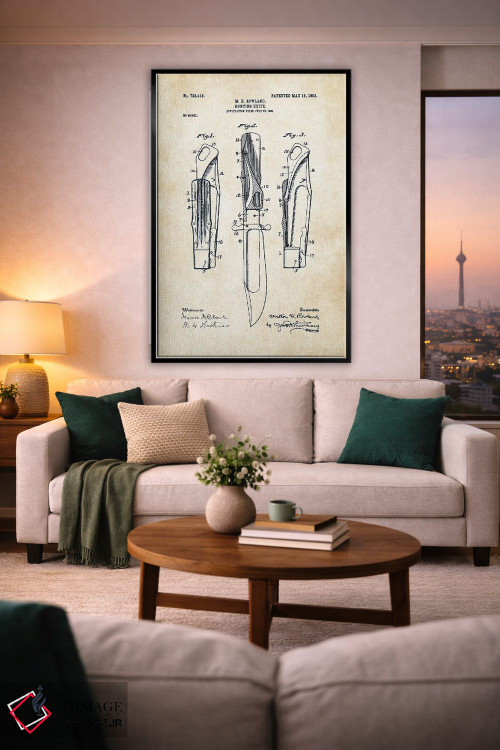 تابلو دکوراتیو چاقوی تاشوی ایمنی ماربل اثر پتنت ۷۷ - D2B