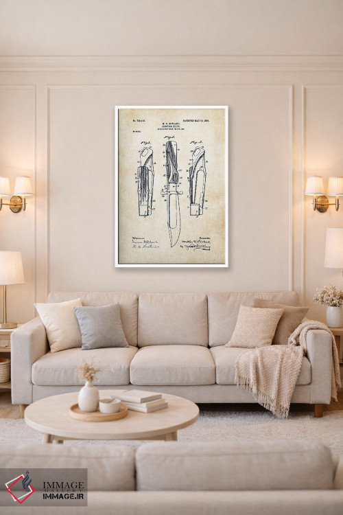 تابلو دکوراتیو چاقوی تاشوی ایمنی ماربل اثر پتنت ۷۷ - D3W