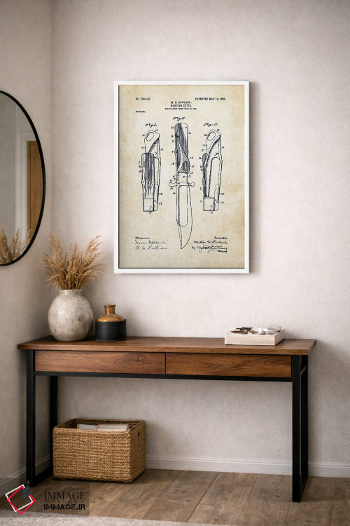 تابلو دکوراتیو چاقوی تاشوی ایمنی ماربل اثر پتنت ۷۷ - D4W