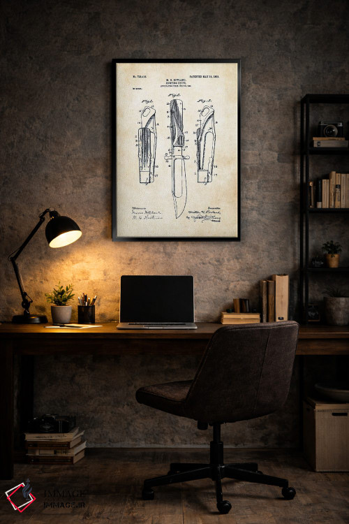 تابلو دکوراتیو چاقوی تاشوی ایمنی ماربل اثر پتنت ۷۷ - D6B