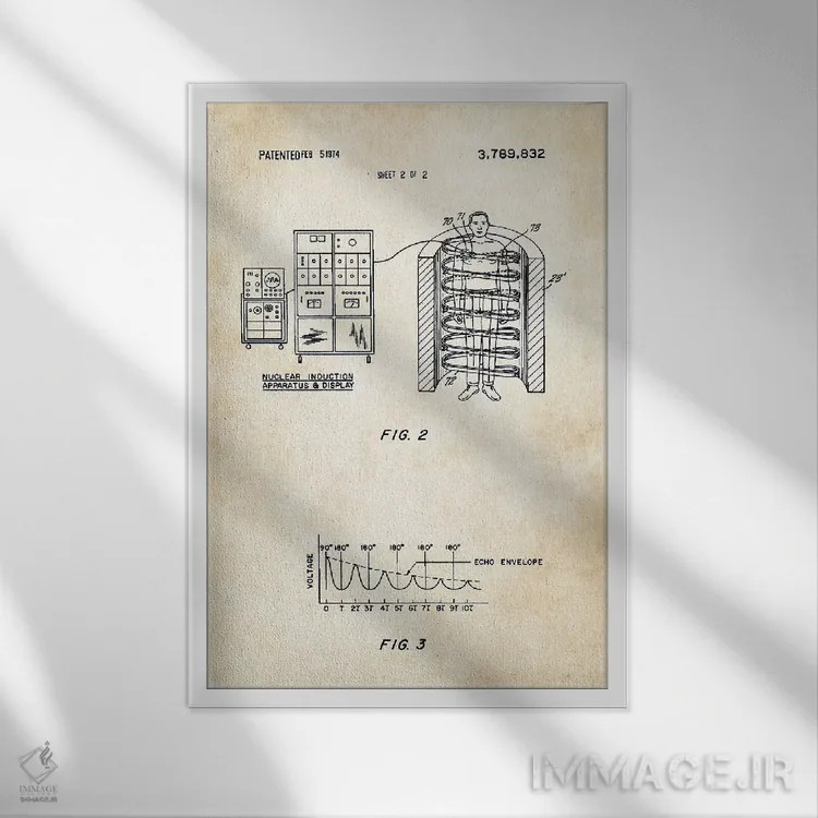 تابلو دکوراتیو دستگاه ام آرآی اثر پتنت ۷۷ - نمای قابدار سفید