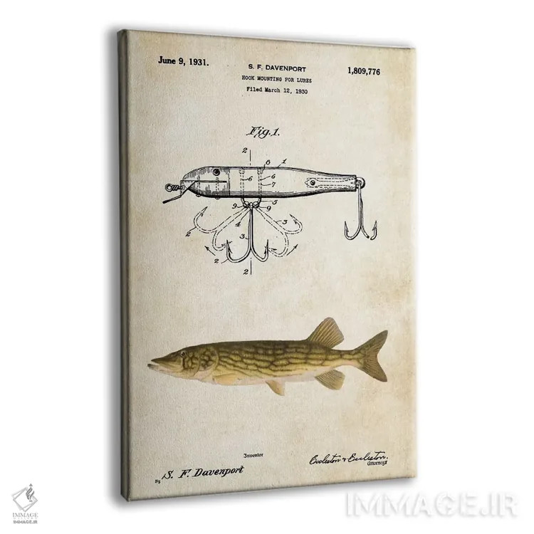 تابلو دکوراتیو طعمه ماهی گیری شمالی اثر پتنت ۷۷ - نمای پرسپکتیو محصول