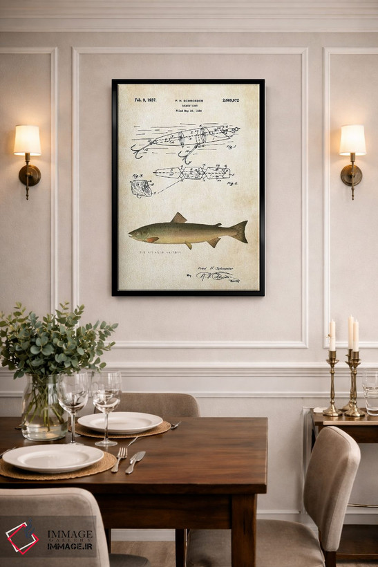 تابلو دکوراتیو طعمه ماهیگیری سالمون اطلس اثر پتنت ۷۷ - D2B