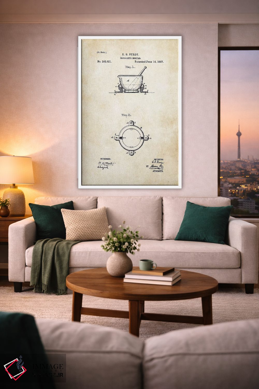 تابلو دکوراتیو هاون و دسته هاون داروساز اثر پتنت ۷۷ - D1W