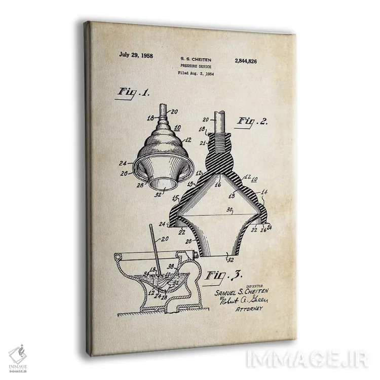 تابلو دکوراتیو لوله بازکن دستی توالت اثر پتنت ۷۷ - نمای پرسپکتیو محصول