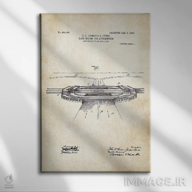 تابلو دکوراتیو پیست اتومبیل رانی اثر پتنت ۷۷ - نمای روبهرو روی دیوار