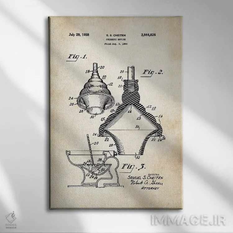 تابلو دکوراتیو لوله بازکن دستی توالت اثر پتنت ۷۷ - نمای روبهرو روی دیوار