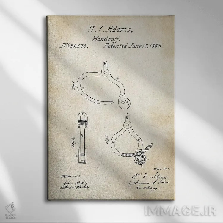 تابلو دکوراتیو دستبند پلیس اثر پتنت ۷۷ - نمای روبهرو روی دیوار