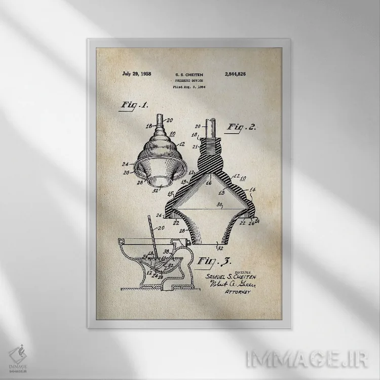 تابلو دکوراتیو لوله بازکن دستی توالت اثر پتنت ۷۷ - نمای قابدار سفید