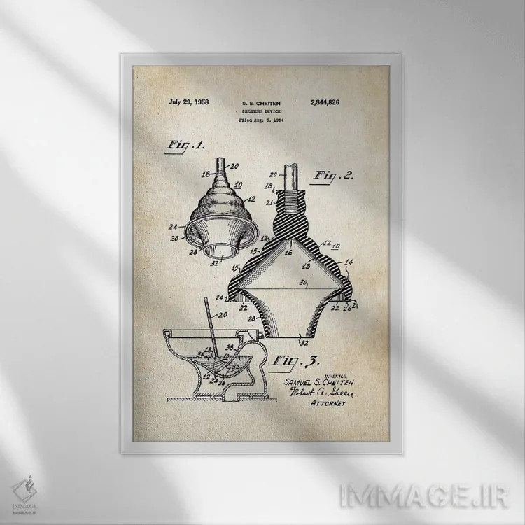 تابلو دکوراتیو لوله بازکن دستی توالت اثر پتنت ۷۷ - نمای قابدار سفید