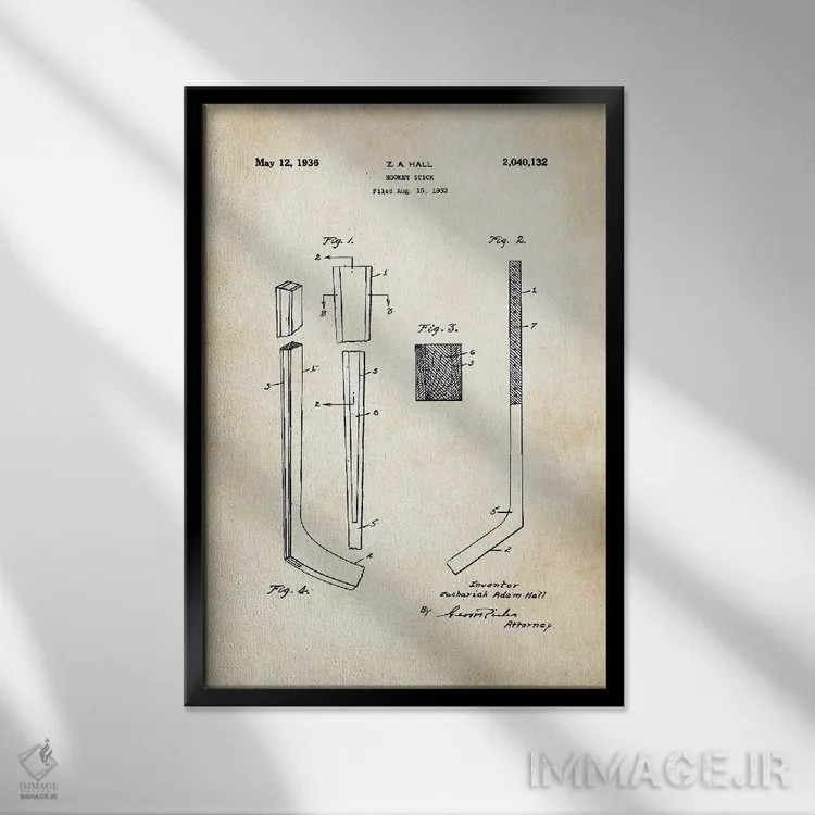 تابلو دکوراتیو چوب هاکی اثر پتنت ۷۷ - نمای قابدار مشکی