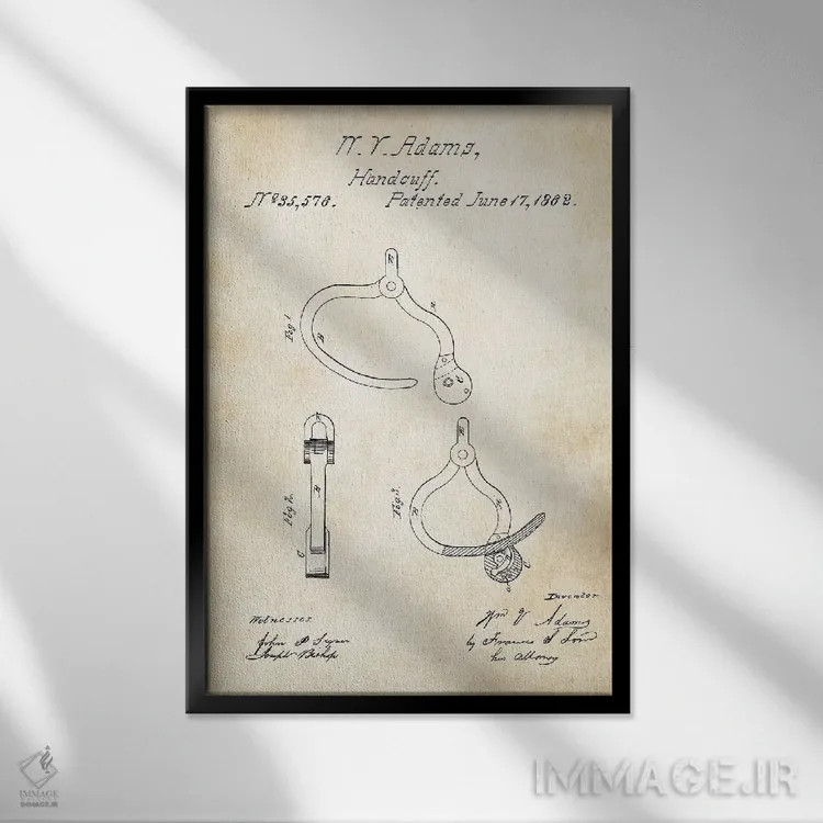 تابلو دکوراتیو دستبند پلیس اثر پتنت ۷۷ - نمای قابدار مشکی