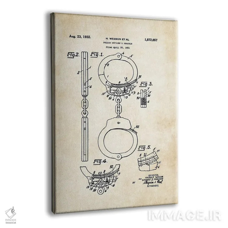 تابلو دکوراتیو دستبند پلیس اثر پتنت ۷۷ - نمای پرسپکتیو محصول