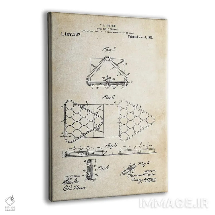 تابلو دکوراتیو مثلث بیلیارد اثر پتنت ۷۷ - نمای پرسپکتیو محصول