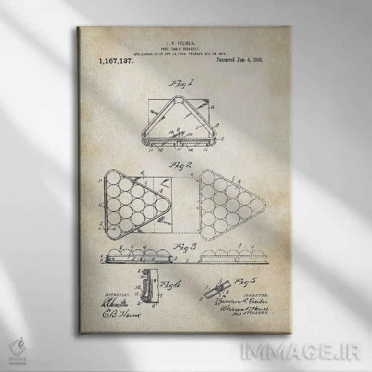 تابلو دکوراتیو مثلث بیلیارد اثر پتنت ۷۷ - نمای روبهرو روی دیوار