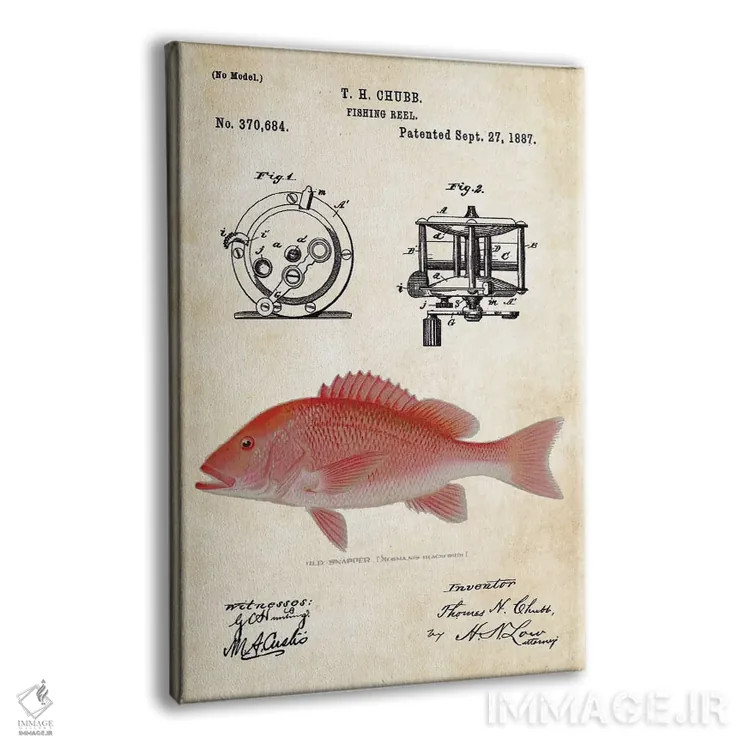 تابلو دکوراتیو طعمه ماهیگیری رد اسنپر اثر پتنت ۷۷ - نمای پرسپکتیو محصول