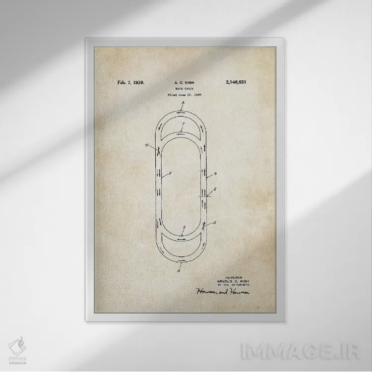 تابلو دکوراتیو پیست اتومبیل رانی اثر پتنت ۷۷ - نمای قابدار سفید