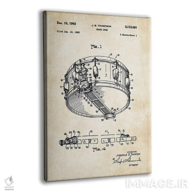 تابلو دکوراتیو طبل اسنر راجرز باوراسونیک اثر پتنت ۷۷ - نمای پرسپکتیو محصول
