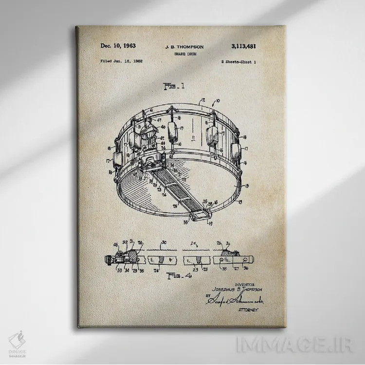 تابلو دکوراتیو طبل اسنر راجرز باوراسونیک اثر پتنت ۷۷ - نمای روبهرو روی دیوار