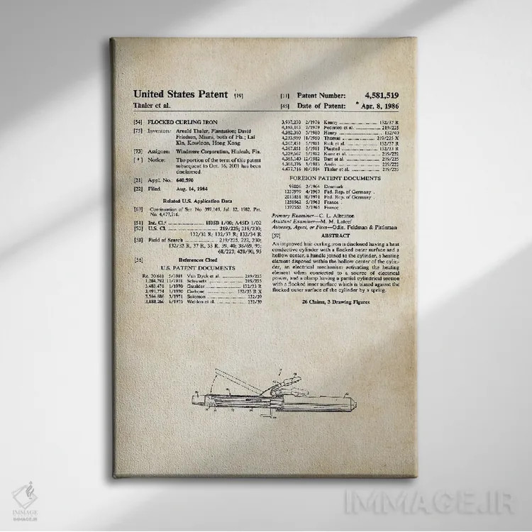 تابلو دکوراتیو فر کننده موی آرایشگاهی اثر پتنت ۷۷ - نمای روبهرو روی دیوار