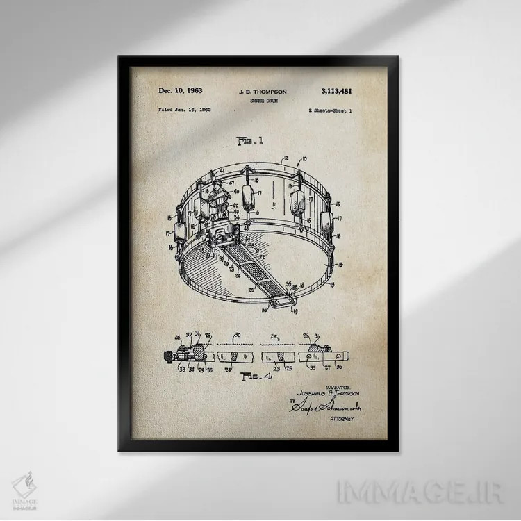 تابلو دکوراتیو طبل اسنر راجرز باوراسونیک اثر پتنت ۷۷ - نمای قابدار مشکی