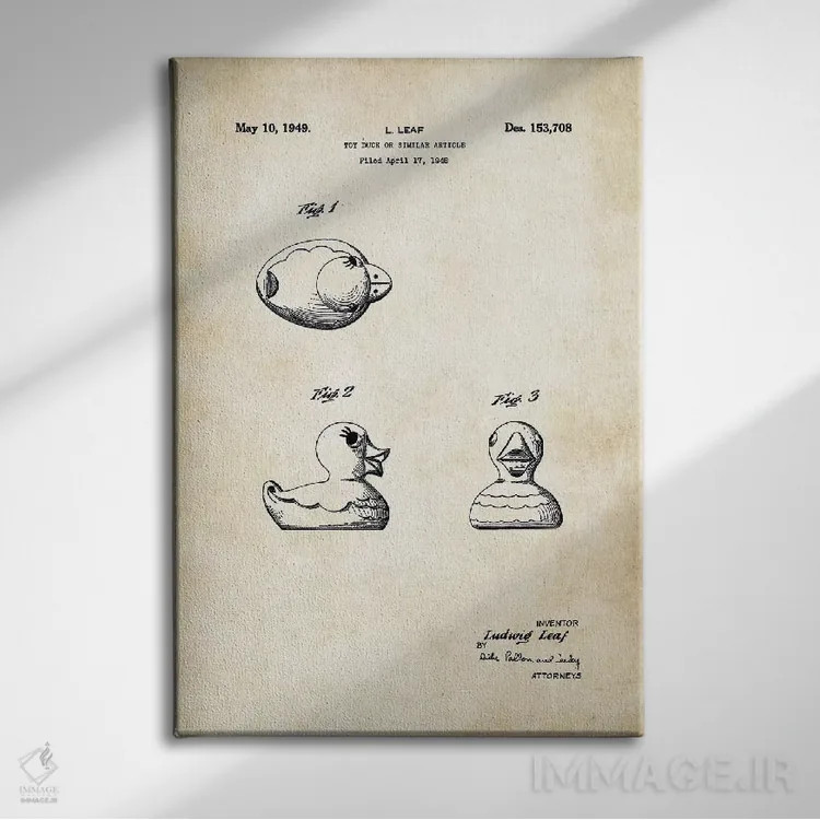 تابلو دکوراتیو اردک پلاستیکی اثر پتنت ۷۷ - نمای روبهرو روی دیوار