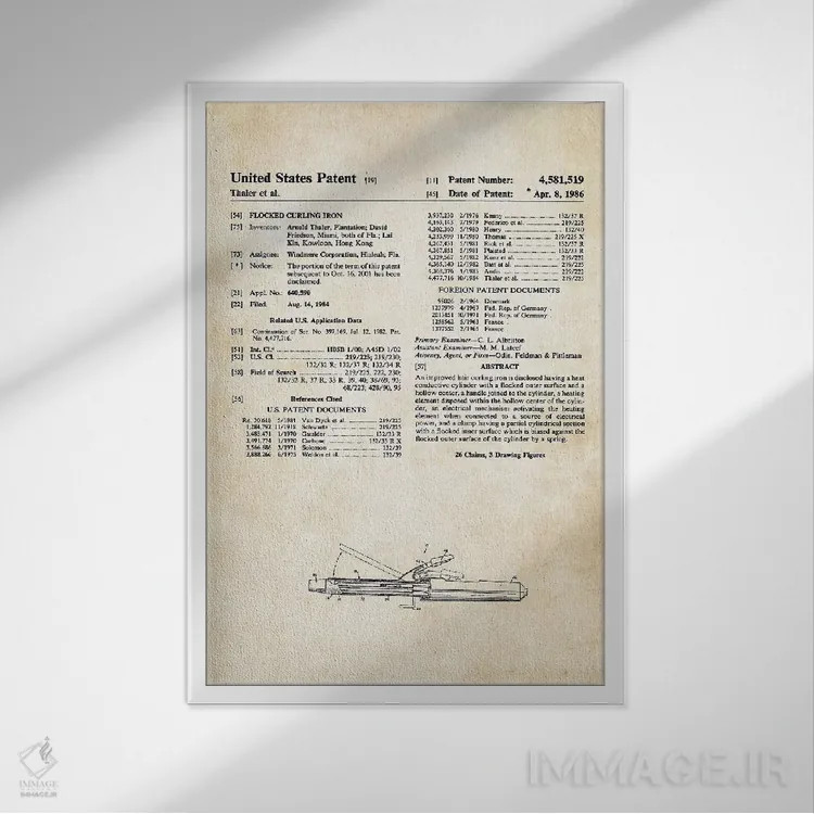 تابلو دکوراتیو فر کننده موی آرایشگاهی اثر پتنت ۷۷ - نمای قابدار سفید