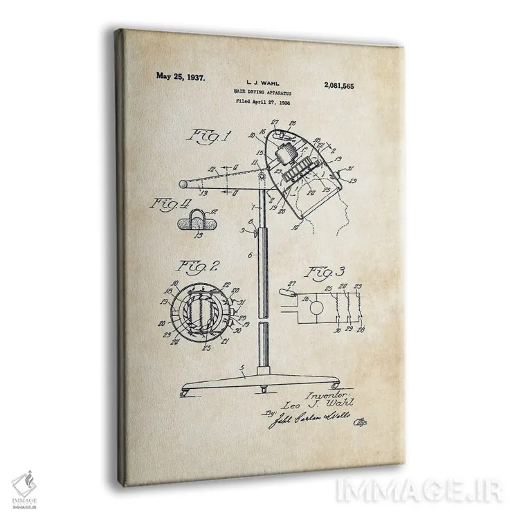 تابلو دکوراتیو سشوار آرایشگاهی اثر پتنت ۷۷ - نمای پرسپکتیو محصول