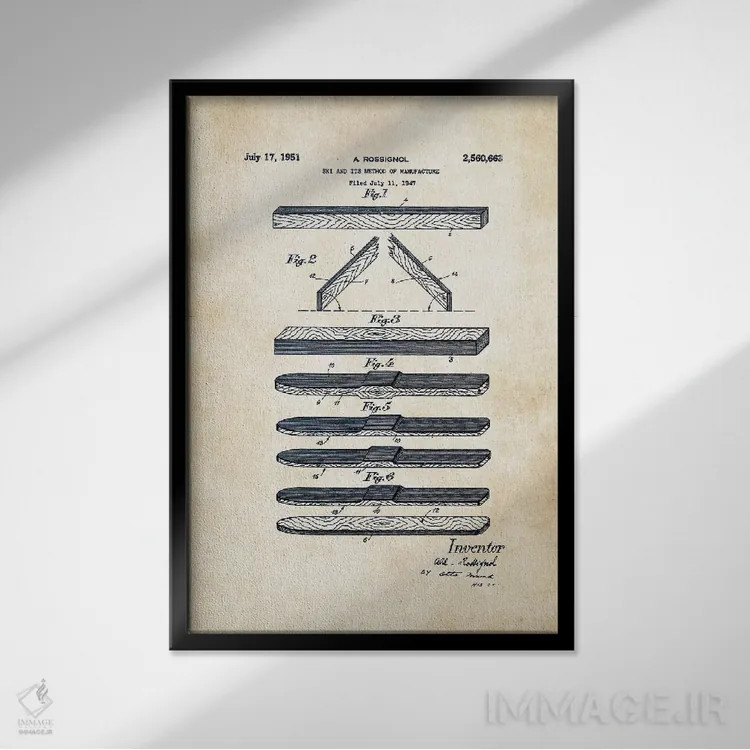 تابلو دکوراتیو اسکی روسینیول اثر پتنت ۷۷ - نمای قابدار مشکی