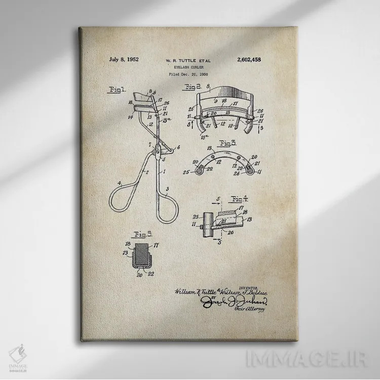 تابلو دکوراتیو فرکننده مژه آرایشگاهی اثر پتنت ۷۷ - نمای روبهرو روی دیوار