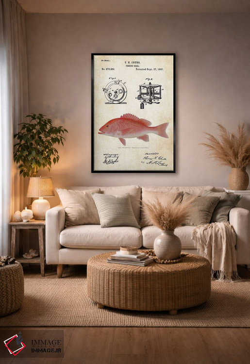 تابلو دکوراتیو طعمه ماهیگیری رد اسنپر اثر پتنت ۷۷ - D4B