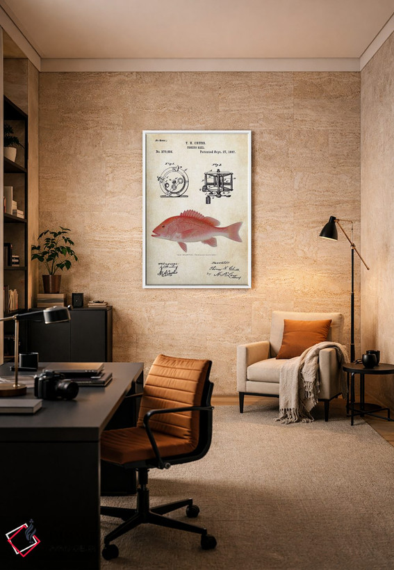 تابلو دکوراتیو طعمه ماهیگیری رد اسنپر اثر پتنت ۷۷ - D5W