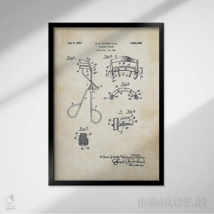 تابلو دکوراتیو فرکننده مژه آرایشگاهی اثر پتنت ۷۷ - نمای قابدار مشکی