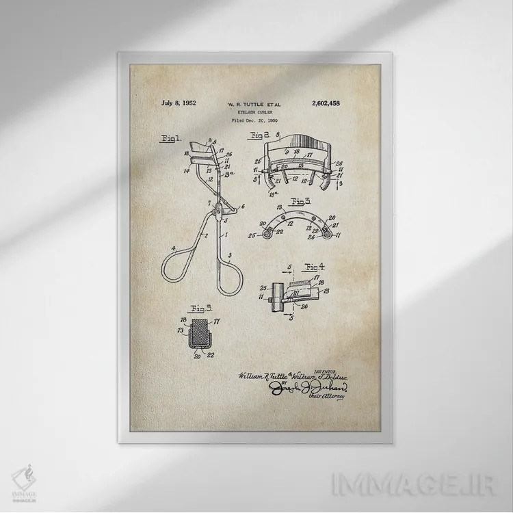 تابلو دکوراتیو فرکننده مژه آرایشگاهی اثر پتنت ۷۷ - نمای قابدار سفید