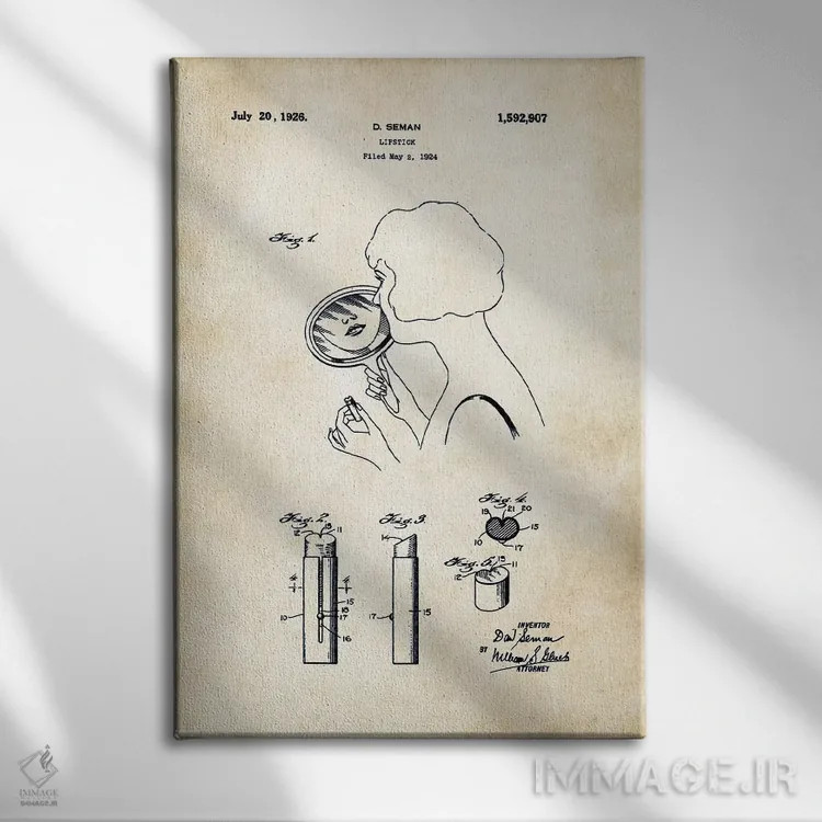 تابلو دکوراتیو رژ لب آرایشگاهی اثر پتنت ۷۷ - نمای روبهرو روی دیوار