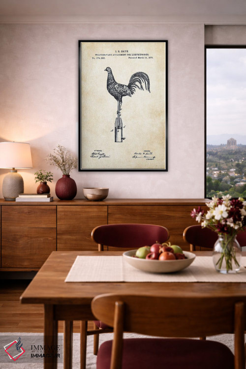 تابلو مدرن بادنما به شکل خروس اثر پتنت ۷۷ - D5B