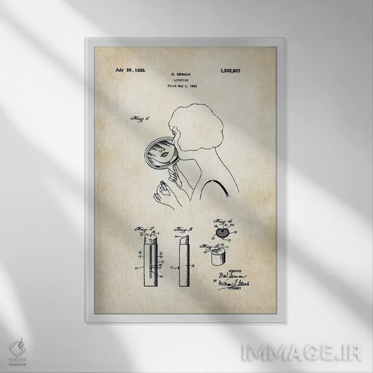 تابلو دکوراتیو رژ لب آرایشگاهی اثر پتنت ۷۷ - نمای قابدار سفید