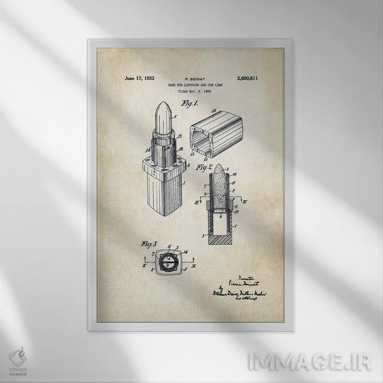 تابلو دکوراتیو رژ لب آرایشگاهی اثر پتنت ۷۷ - نمای قابدار سفید